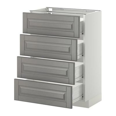 МЕТОД / ФОРВАРА Напольн шкаф 4 фронт панели/4 ящика - 60x37 см, Будбин серый, белый МЕТОД / ФОРВАРА Напольн шкаф 4 фронт панели/4 ящика - 60x37 см, Будбин серый, белый