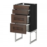 МЕТОД / ФОРВАРА Нплн шк 4 фронт/2 низк/2средн ящ - 40x37x60 см, Эдсерум под дерево коричневый, под дерево черный