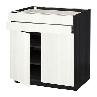 МЕТОД / ФОРВАРА Напольный шкаф/2дверцы/2ящика - Росдаль белый ясень, под дерево черный МЕТОД / ФОРВАРА Напольный шкаф/2дверцы/2ящика - Росдаль белый ясень, под дерево черный