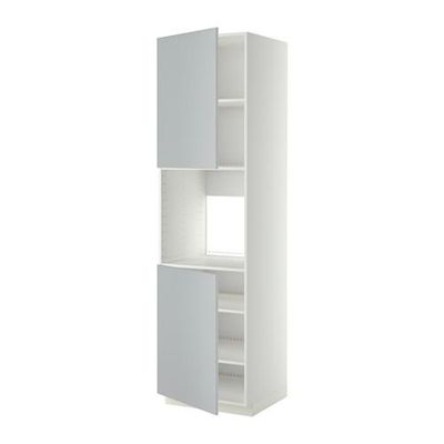 МЕТОД Высок шкаф д/духовки/2дверцы/полки - 60x60x220 см, Веддинге серый, белый