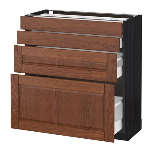 МЕТОД / МАКСИМЕРА Напольн шкаф 4 фронт панели/4 ящика - под дерево черный, Филипстад коричневый, 80x37 см МЕТОД / МАКСИМЕРА Напольн шкаф 4 фронт панели/4 ящика - под дерево черный, Филипстад коричневый, 80x37 см