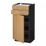 МЕТОД / МАКСИМЕРА Напольный шкаф с дверцей/2 ящиками - под дерево черный, Экестад дуб, 40x37 см МЕТОД / МАКСИМЕРА Напольный шкаф с дверцей/2 ящиками - под дерево черный, Экестад дуб, 40x37 см