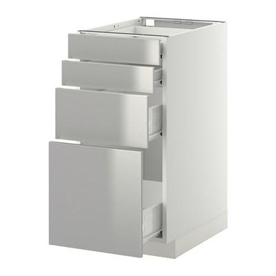 МЕТОД / ФОРВАРА Напольн шкаф 4 фронт панели/4 ящика - 40x60 см, Гревста нержавеющ сталь, белый МЕТОД / ФОРВАРА Напольн шкаф 4 фронт панели/4 ящика - 40x60 см, Гревста нержавеющ сталь, белый