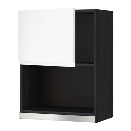 METOD навесной шкаф для СВЧ-печи черный/Воксторп белый 60x80 см