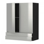 МЕТОД / ФОРВАРА Навесной шкаф/2дверцы/2ящика - 80x100 см, Гревста нержавеющ сталь, под дерево черный МЕТОД / ФОРВАРА Навесной шкаф/2дверцы/2ящика - 80x100 см, Гревста нержавеющ сталь, под дерево черный