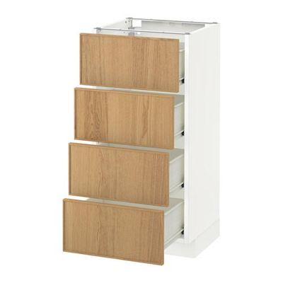 МЕТОД / ФОРВАРА Напольн шкаф 4 фронт панели/4 ящика - 40x37 см, Экестад дуб, белый МЕТОД / ФОРВАРА Напольн шкаф 4 фронт панели/4 ящика - 40x37 см, Экестад дуб, белый