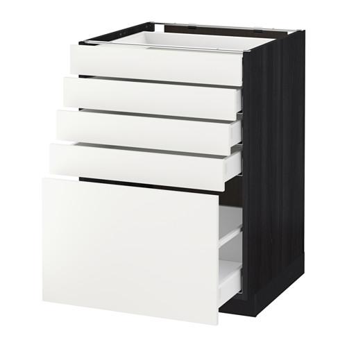 МЕТОД / МАКСИМЕРА Напольный шкаф с 5 ящиками - под дерево черный, Хэггеби белый, 60x60 см