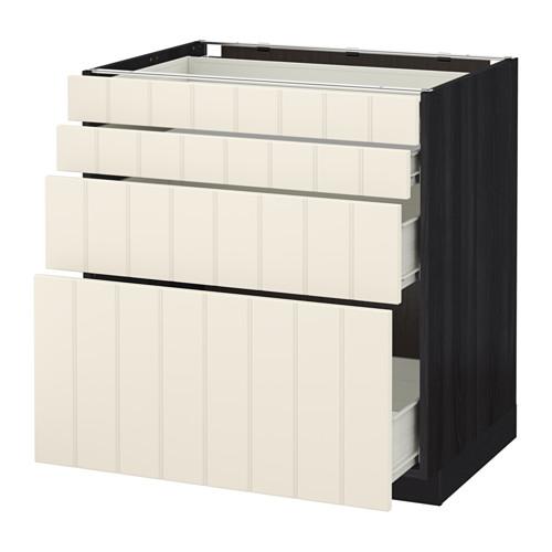МЕТОД / ФОРВАРА Напольн шкаф 4 фронт панели/4 ящика - 80x60 см, Хитарп белый с оттенком, под дерево черный МЕТОД / ФОРВАРА Напольн шкаф 4 фронт панели/4 ящика - 80x60 см, Хитарп белый с оттенком, под дерево черный