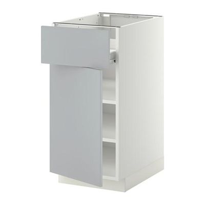 МЕТОД / ФОРВАРА Напольн шкаф с полкой/ящиком/дверью - белый, Веддинге серый, 40x60 см