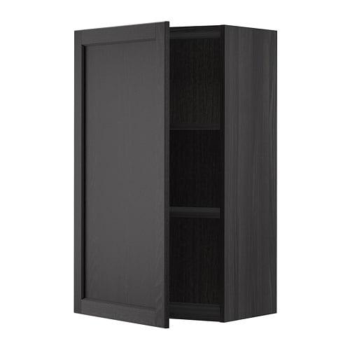 МЕТОД Шкаф навесной с полкой - под дерево черный, Лерх черная морилка, 60x100 см МЕТОД Шкаф навесной с полкой - под дерево черный, Лерх черная морилка, 60x100 см