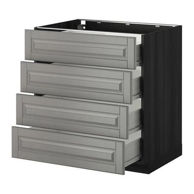 МЕТОД / ФОРВАРА Напольн шкаф 4 фронт панели/4 ящика - 80x60 см, Будбин серый, под дерево черный МЕТОД / ФОРВАРА Напольн шкаф 4 фронт панели/4 ящика - 80x60 см, Будбин серый, под дерево черный