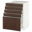 МЕТОД / ФОРВАРА Напольный шкаф с 5 ящиками - белый, Эдсерум под дерево коричневый, 60x60 см