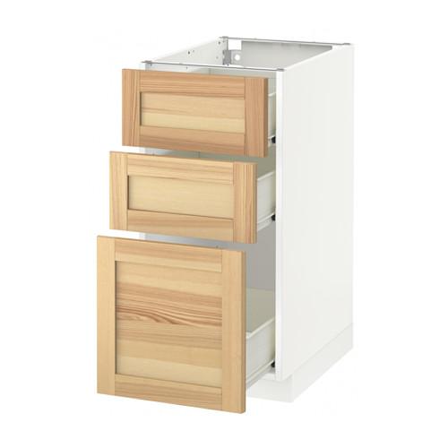 МЕТОД / ФОРВАРА Напольный шкаф с 3 ящиками - белый, Торхэмн естественный ясень, 40x60 см МЕТОД / ФОРВАРА Напольный шкаф с 3 ящиками - белый, Торхэмн естественный ясень, 40x60 см