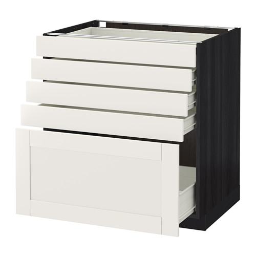 МЕТОД / ФОРВАРА Напольный шкаф с 5 ящиками - под дерево черный, Сэведаль белый, 80x60 см МЕТОД / ФОРВАРА Напольный шкаф с 5 ящиками - под дерево черный, Сэведаль белый, 80x60 см