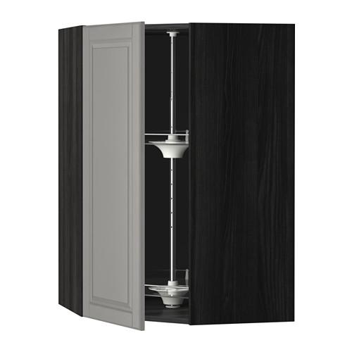 METOD угл нвсн шкф с вращающ секц черный/Будбин серый 68x100 см