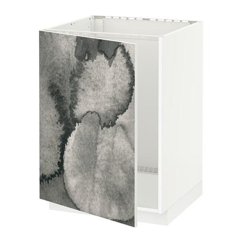 МЕТОД Напольный шкаф для раковины - белый, Кальвиа с печатным рисунком