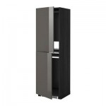 МЕТОД Высок шкаф д холодильн/мороз - 60x60x200 см, Рингульт глянцевый серый, под дерево черный