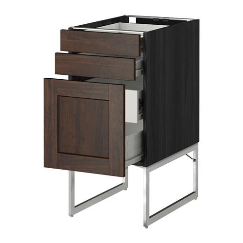 МЕТОД / ФОРВАРА Напольн шкаф 3фронт пнл/2низ/2ср ящ - 40x60x60 см, Эдсерум под дерево коричневый, под дерево черный МЕТОД / ФОРВАРА Напольн шкаф 3фронт пнл/2низ/2ср ящ - 40x60x60 см, Эдсерум под дерево коричневый, под дерево черный