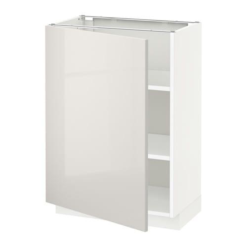 МЕТОД Напольный шкаф с полками - белый, Рингульт глянцевый светло-серый, 60x37 см МЕТОД Напольный шкаф с полками - белый, Рингульт глянцевый светло-серый, 60x37 см