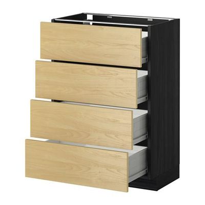 МЕТОД / ФОРВАРА Напольн шкаф 4 фронт панели/4 ящика - 60x37 см, Тингсрид под березу, под дерево черный МЕТОД / ФОРВАРА Напольн шкаф 4 фронт панели/4 ящика - 60x37 см, Тингсрид под березу, под дерево черный