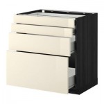 МЕТОД / ФОРВАРА Напольн шкаф 4 фронт панели/4 ящика - 80x60 см, Рингульт глянцевый кремовый, под дерево черный МЕТОД / ФОРВАРА Напольн шкаф 4 фронт панели/4 ящика - 80x60 см, Рингульт глянцевый кремовый, под дерево черный