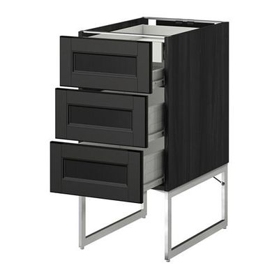 МЕТОД / ФОРВАРА Напольн шкаф 3фронт пнл/2низ/2ср ящ - 40x60x60 см, Лаксарби черно-коричневый, под дерево черный МЕТОД / ФОРВАРА Напольн шкаф 3фронт пнл/2низ/2ср ящ - 40x60x60 см, Лаксарби черно-коричневый, под дерево черный