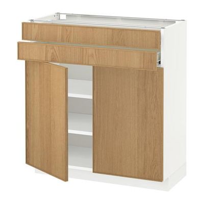 МЕТОД / ФОРВАРА Напольный шкаф/2дверцы/2ящика - Экестад дуб, белый