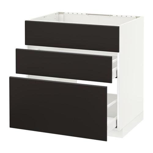 МЕТОД / МАКСИМЕРА Напольн шк п-мойку+3фрнт пнл/2ящ - белый, Кунгсбакка антрацит, 80x60 см МЕТОД / МАКСИМЕРА Напольн шк п-мойку+3фрнт пнл/2ящ - белый, Кунгсбакка антрацит, 80x60 см