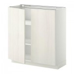 МЕТОД Напол шкаф с полками/2двери - 80x37 см, Росдаль белый ясень, белый