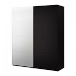 ПАКС Гардероб с раздвижными дверьми - Пакс Мальм черно-коричневый/зеркальное стекло, черно-коричневый, 200x66x236 см
