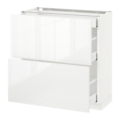 МЕТОД / МАКСИМЕРА Напольный шкаф/2фасада/3ящика - белый, Рингульт глянцевый белый, 80x37 см МЕТОД / МАКСИМЕРА Напольный шкаф/2фасада/3ящика - белый, Рингульт глянцевый белый, 80x37 см