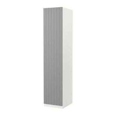 ПАКС Гардероб с 1 дверью - Рисдаль классический серый, белый, 50x60x236 см, плавно закрывающиеся петли