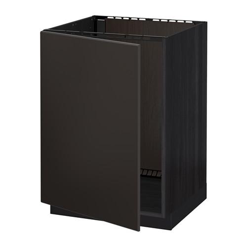 МЕТОД Напольный шкаф для раковины - под дерево черный, Кунгсбакка антрацит МЕТОД Напольный шкаф для раковины - под дерево черный, Кунгсбакка антрацит