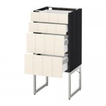 МЕТОД / МАКСИМЕРА Нплн шк 4 фронт/2 низк/2средн ящ - под дерево черный, Хитарп белый с оттенком, 40x37x60 см