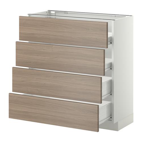 МЕТОД / ФОРВАРА Напольн шкаф 4 фронт панели/4 ящика - белый, Брокхульт под грецкий орех светло-серый, 80x37 см МЕТОД / ФОРВАРА Напольн шкаф 4 фронт панели/4 ящика - белый, Брокхульт под грецкий орех светло-серый, 80x37 см