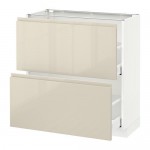 МЕТОД / МАКСИМЕРА Напольный шкаф с 2 ящиками - белый, Воксторп глянцевый светло-бежевый, 80x37 см МЕТОД / МАКСИМЕРА Напольный шкаф с 2 ящиками - белый, Воксторп глянцевый светло-бежевый, 80x37 см