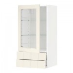 МЕТОД / МАКСИМЕРА Навесной шкаф/стекл дверца/2 ящика - 40x80 см, белый, Хитарп белый с оттенком