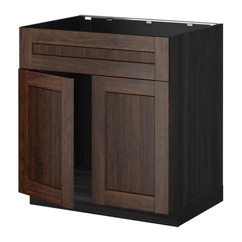 МЕТОД Напольн шкаф п-мойку 2 двр/фрн пнл - под дерево черный, Эдсерум под дерево коричневый МЕТОД Напольн шкаф п-мойку 2 двр/фрн пнл - под дерево черный, Эдсерум под дерево коричневый