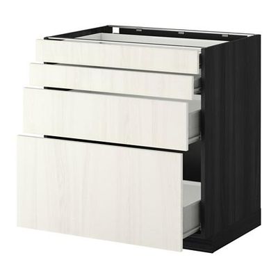 МЕТОД / ФОРВАРА Напольн шкаф 4 фронт панели/4 ящика - 80x60 см, Росдаль белый ясень, под дерево черный МЕТОД / ФОРВАРА Напольн шкаф 4 фронт панели/4 ящика - 80x60 см, Росдаль белый ясень, под дерево черный
