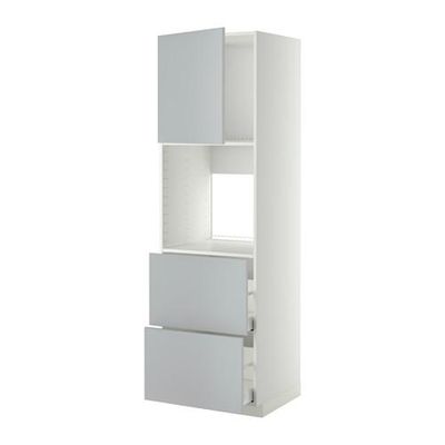 МЕТОД / МАКСИМЕРА Выс шк д/дхвк+двр/2фрнт/2выс ящ - 60x60x200 см, Веддинге серый, белый
