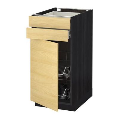 МЕТОД / ФОРВАРА Напольн шкаф/дверца/2ящ/првл крзн - 40x60 см, Тингсрид под березу, под дерево черный