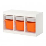 TROFAST комбинация д/хранения+контейнеры белый/оранжевый 99x44x56 cm