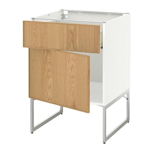 МЕТОД / ФОРВАРА Напольный шкаф с ящиком/дверью - 60x60x60 см, Экестад дуб, белый МЕТОД / ФОРВАРА Напольный шкаф с ящиком/дверью - 60x60x60 см, Экестад дуб, белый