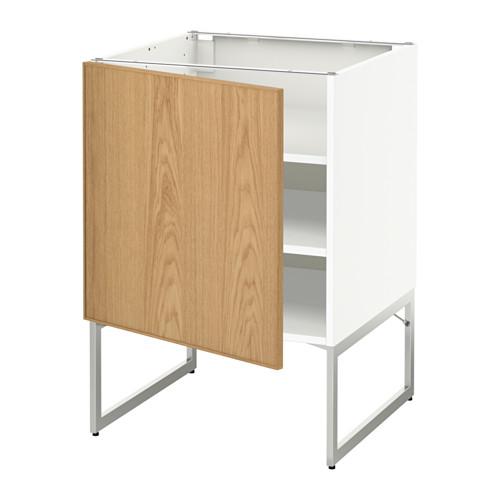 МЕТОД Напольный шкаф с полками - белый, Экестад дуб, 60x60x60 см