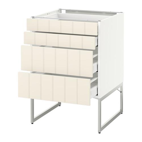 МЕТОД / МАКСИМЕРА Нплн шк 4 фронт/2 низк/2средн ящ - белый, Хитарп белый с оттенком, 60x60x60 см