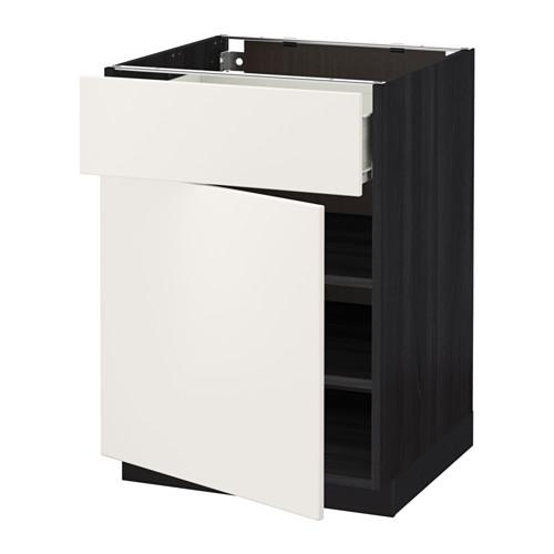 МЕТОД / ФОРВАРА Напольный шкаф с ящиком/дверью - под дерево черный, Веддинге белый, 60x60 см