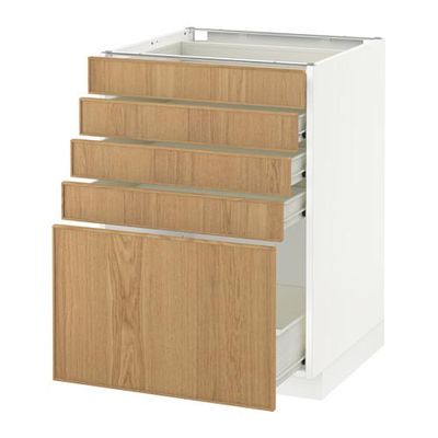 МЕТОД / ФОРВАРА Напольный шкаф с 5 ящиками - 60x60 см, Экестад дуб, белый МЕТОД / ФОРВАРА Напольный шкаф с 5 ящиками - 60x60 см, Экестад дуб, белый