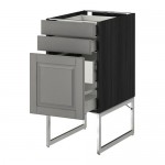 МЕТОД / МАКСИМЕРА Напольн шкаф 3фронт пнл/2низ/2ср ящ - под дерево черный, Будбин серый, 40x60x60 см