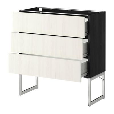 МЕТОД / ФОРВАРА Нплн шк 3 фрнт/3 средн ящика - 80x37x60 см, Росдаль белый ясень, под дерево черный МЕТОД / ФОРВАРА Нплн шк 3 фрнт/3 средн ящика - 80x37x60 см, Росдаль белый ясень, под дерево черный