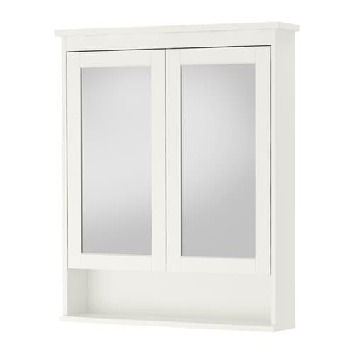 ХЕМНЭС Зеркальный шкаф с 2 дверцами - белый, 83x16x98 см